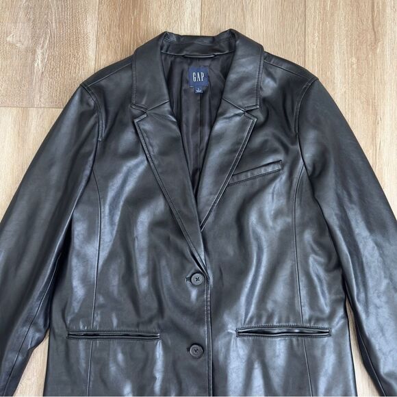 S O L D : Gap Vegan Leather Blazer Black Size Large Womens - Picture 4 of 13